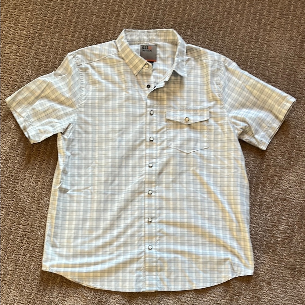 Men's Blue Plaid Short Sleeve Shirt